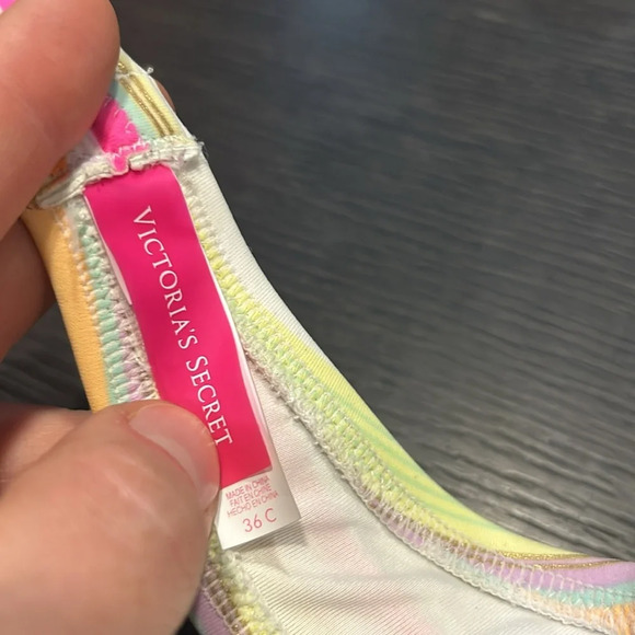 Victoria’s Secret Women Multi Color w Metallic Striped Strapless Bikini Top 34C - Picture 6 of 6